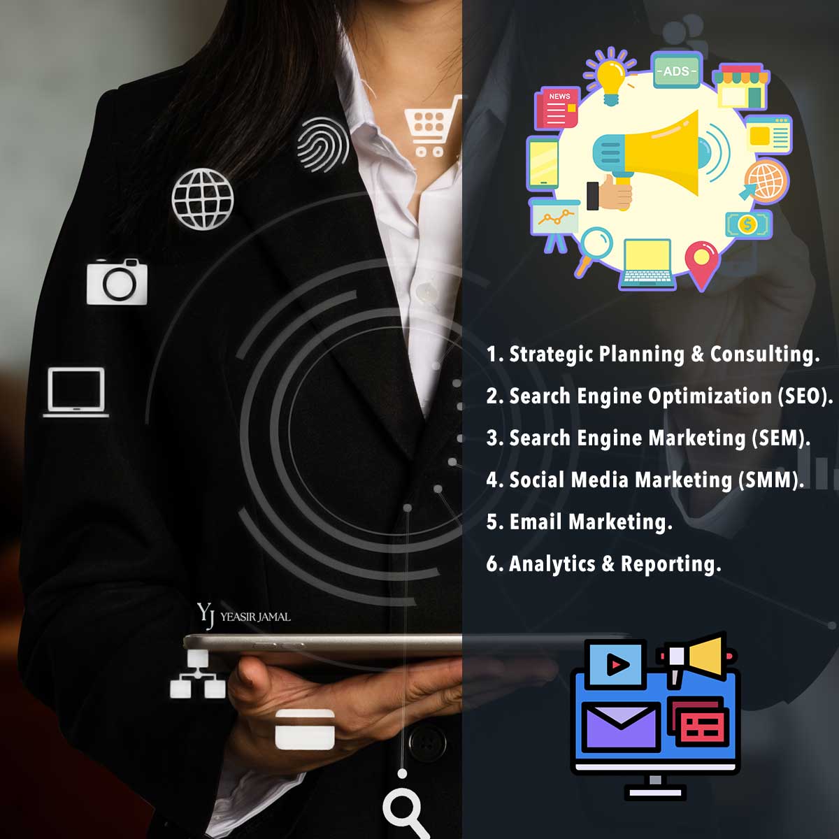 Digital Marketing: SEO, SEM, SMM, Email Marketing, Analytics & Reporting